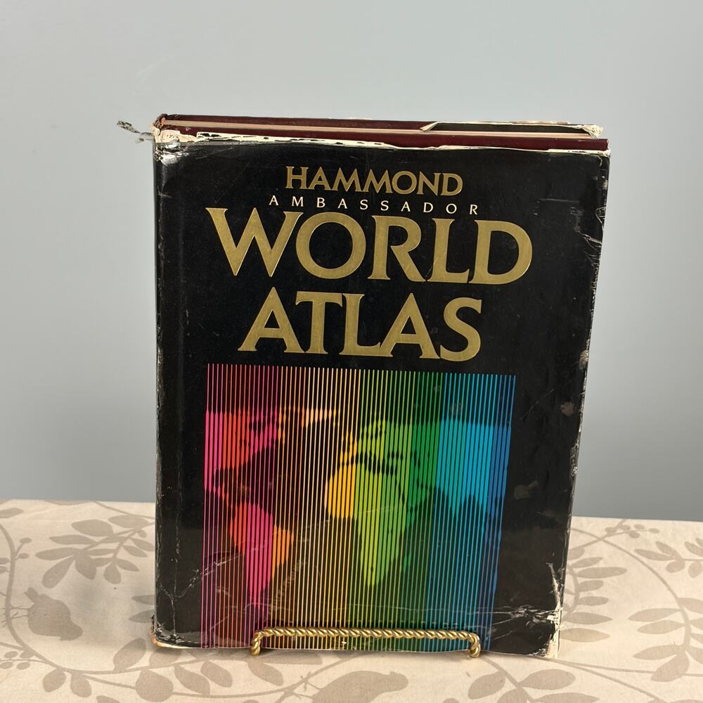 1988 Hammond Ambassador World Atlas Hardcover Vintage Maps 484 Pages